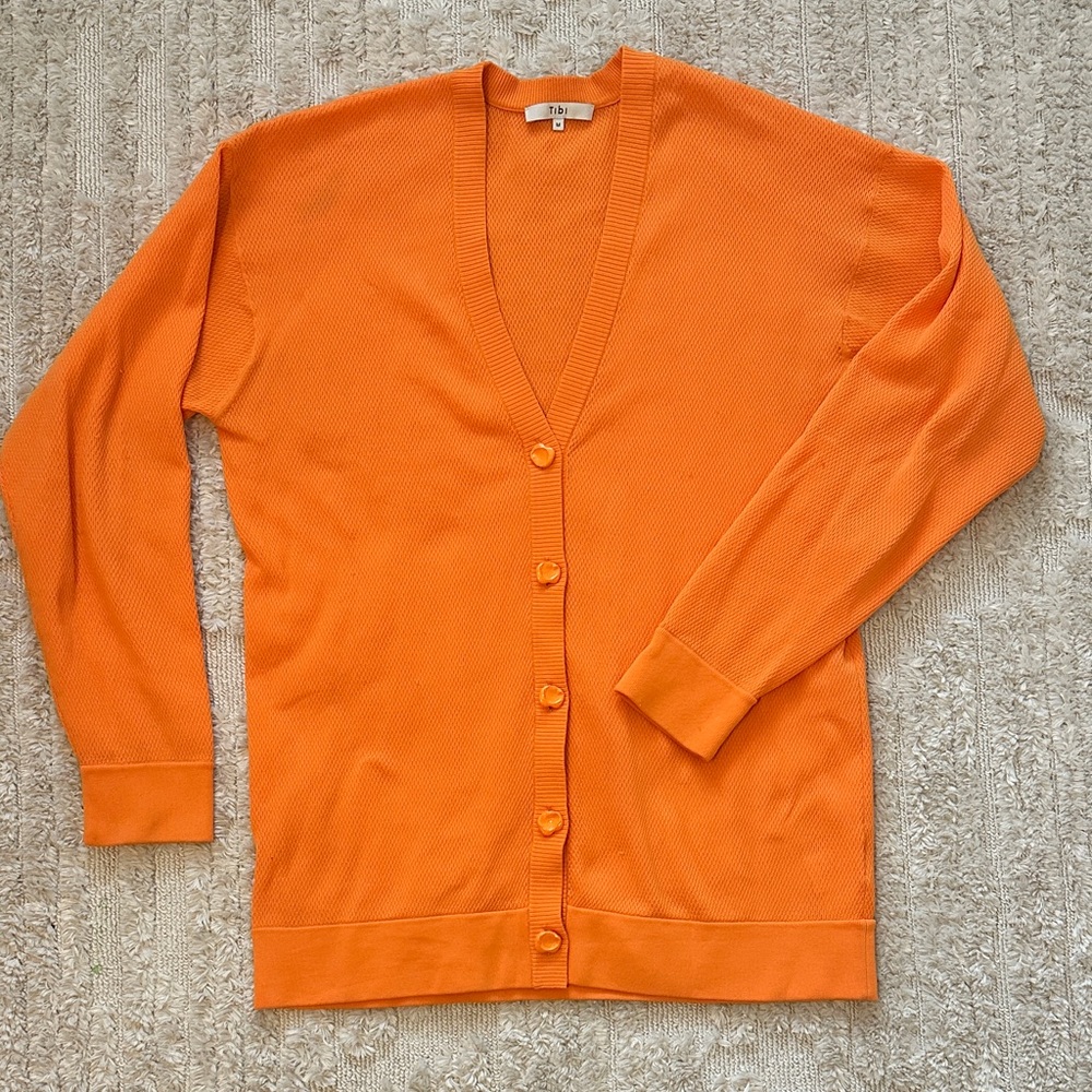 Tibi Orange Women's Cardigan Sweater